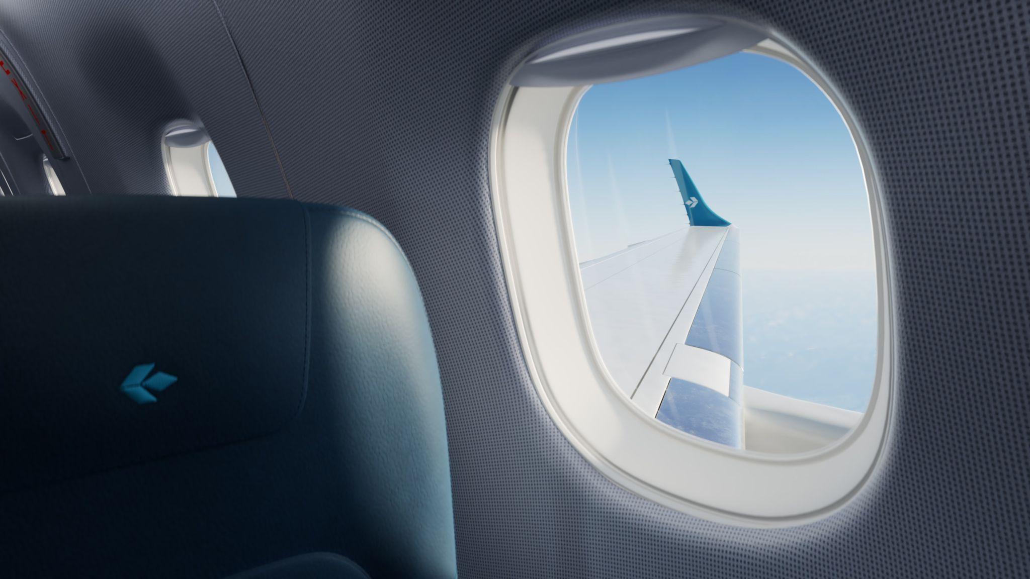 Air Dolomiti window view with branded winglet