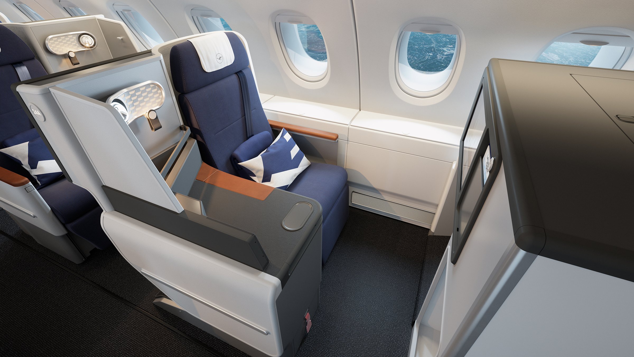 Lufthansa A380 cabin aisle